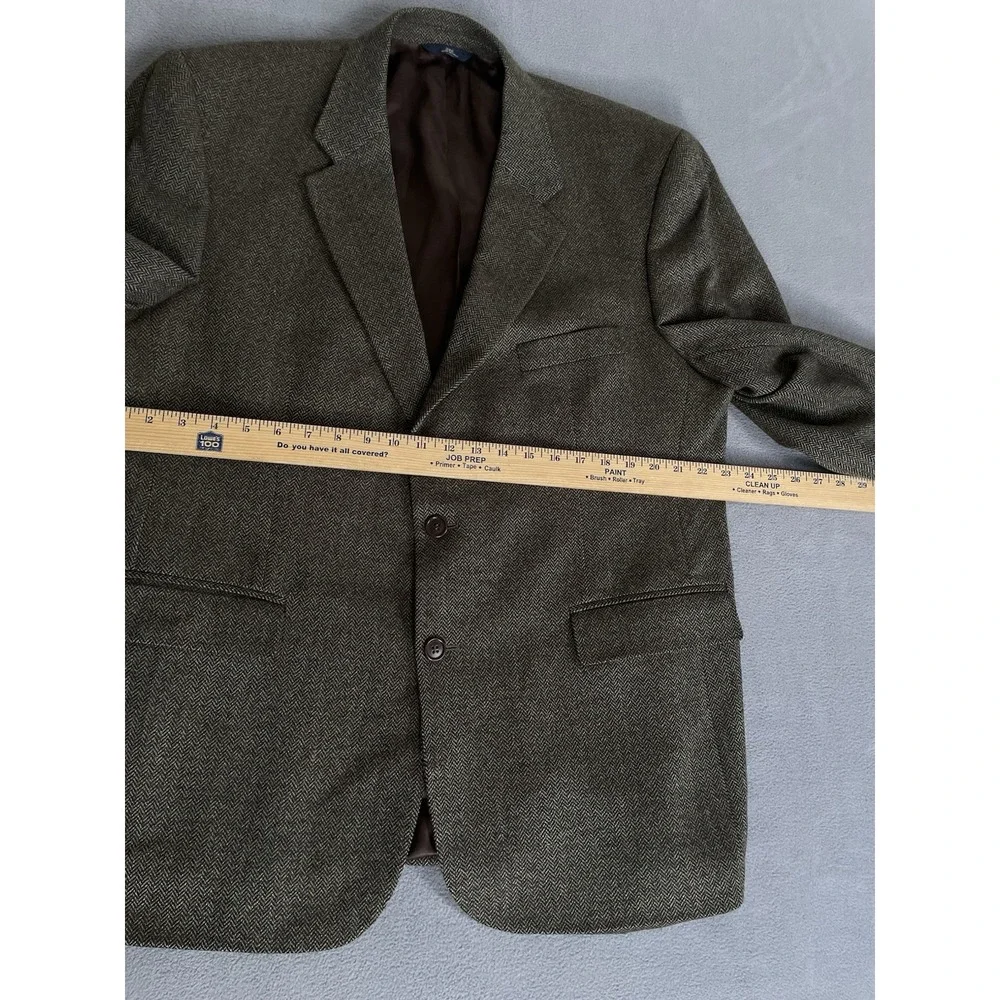 Brooks‎ Brothers 346 Men 46R Brown Herringbone Sport Blazer 100 Lambswool